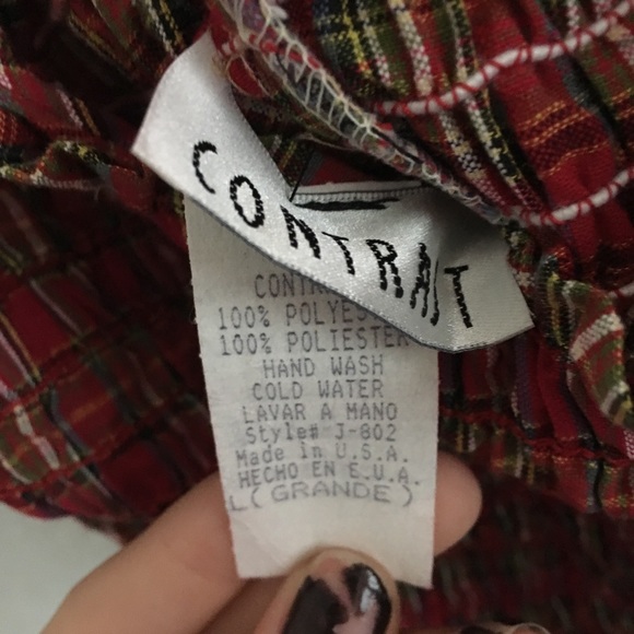 VINTAGE PLAID SHIRRED TIE STRAP TOP - Picture 2 of 3